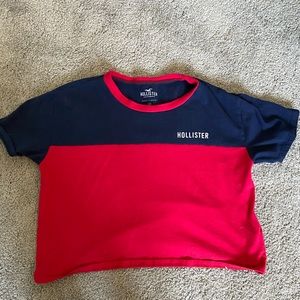 red and blue hollister cropped shirt!